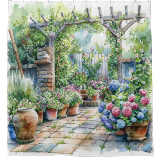 Shabby Chic Hütte Garten Duschvorhang (Vorderseite)