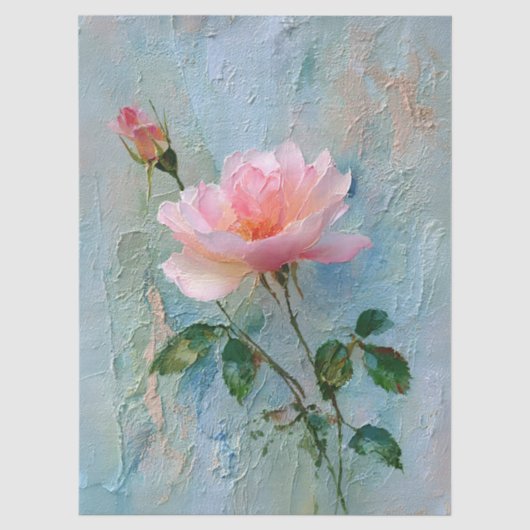 Shabby Chic Impasto Rosa Rose Seidenpapier (Vorderseite)