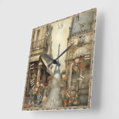 Shabby Chic in Paris Quadratische Wanduhr (Winkel)