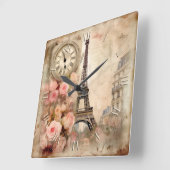 Shabby Chic in Paris romance pink - Quadratische Wanduhr (Winkel)