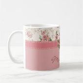 Shabby Chic Individueller Name & Monogramm Blumen Kaffeetasse (Links)
