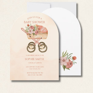 Shabby Chic Karren Aquarell Blumen Baby Shower Einladung