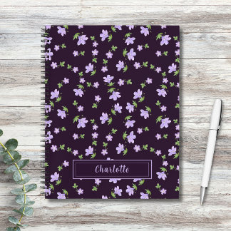 Shabby Chic Kleine Blumige Cottagecore Tiefviolett Notizblock