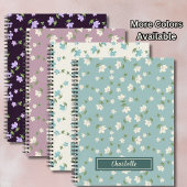 Shabby Chic Kleine Blumige Cottagecore Tiefviolett Notizblock