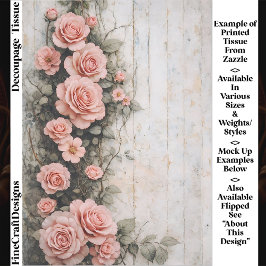 Shabby Chic Kletterrosen Rosa FD8L Decoupage Seidenpapier