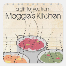 Shabby Chic Kochen dampfende Aromasoße Topf Quadratischer Aufkleber