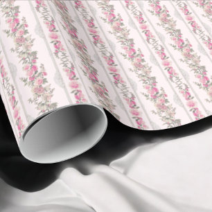 Shabby Chic Kokette Rosa Vintage Blumenmuster Geschenkpapier