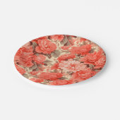 Shabby Chic-Korallen-Blume Pappteller (Schrägansicht)