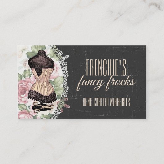 Shabby Chic-Korsett-Schere Nähnaht Visitenkarte (Vorderseite)