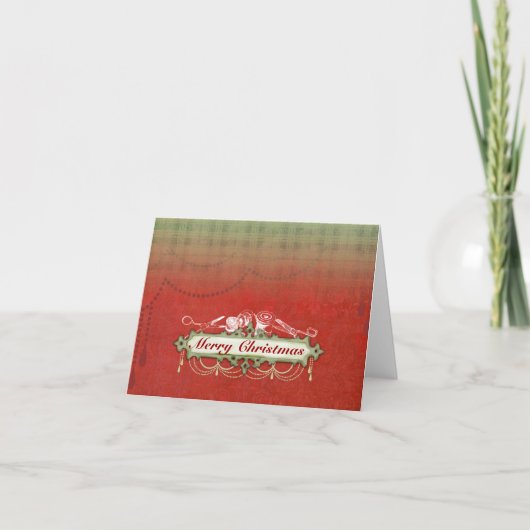 Shabby Chic Kronleuchter Weihnachtsferien nähen Feiertagskarte (Vorderseite)