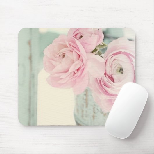 Shabby Chic-Krug rosa Blumen Mousepad (Mit Mouse)