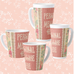 Shabby Chic Lace Floral Personalisiert Milchtasse