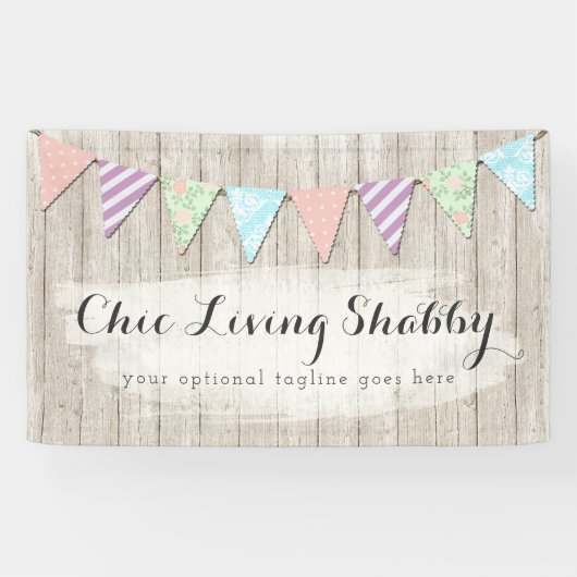Shabby Chic-Land-Flagge auf rustikalem gemaltem Banner (Horizontal)
