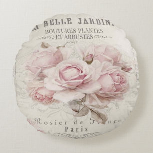 Shabby Chic,Ländlich,Retro,Blumen,Collage,Landhaus Rundes Kissen