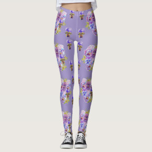Shabby Chic Lavendel Lila Stiefmütterchen Blumenle Leggings