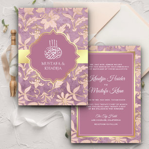 Shabby Chic Lavender Gold Floral Muslim Hochzeit Einladung