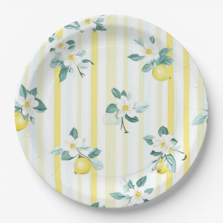 Shabby Chic Lemon Floral Series Design #12 Pappteller