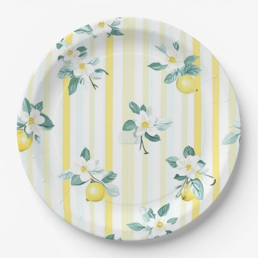 Shabby Chic Lemon Floral Series Design #12 Pappteller (Vorderseite)