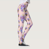 Shabby Chic Light Pink Dot Pansy Floral Leggings (Rechts)