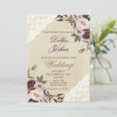 Shabby Chic Lila Blumenzange Einladung (Stehend Vorderseite)