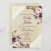 Shabby Chic Lila Blumenzange Einladung (Vorne/Hinten)