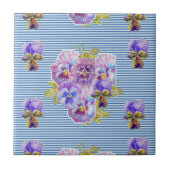 Shabby Chic Lila Pansy Art Keramik Tile Fliese (Vorderseite)