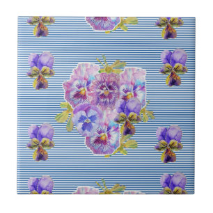 Shabby Chic Lila Pansy Art Keramik Tile Fliese