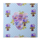 Shabby Chic Lila Pansy Art Keramik Tile Fliese (Vorderseite)