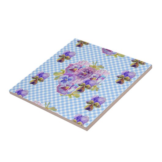 Shabby Chic Lila Pansy Art Keramik Tile Fliese (Seite)