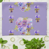 Shabby Chic Lila Pansy Floral Küche Handtuch (Gefaltet)