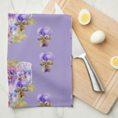 Shabby Chic Lila Pansy Floral Küche Handtuch (Viertel Falte)