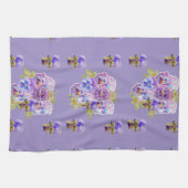 Shabby Chic Lila Pansy Floral Küche Handtuch (Horizontal)