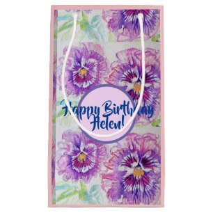 Shabby Chic Lila Stiefmütterchen-Blumen Geschenktü Kleine Geschenktüte