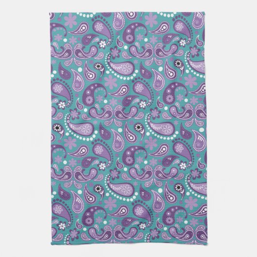 Shabby Chic Lila und blau Paisley Pattern Geschirrtuch (Vertikal)