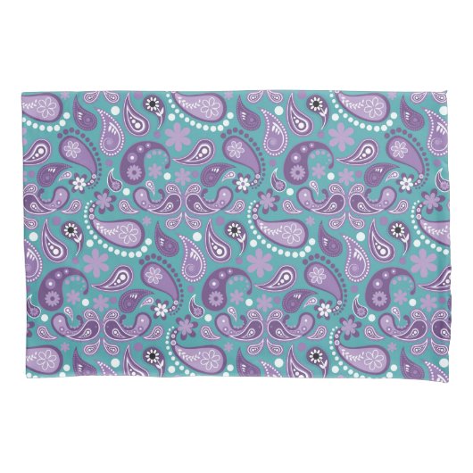 Shabby Chic Lila und blau Paisley Pattern Kissenbezug (Vorderseite)