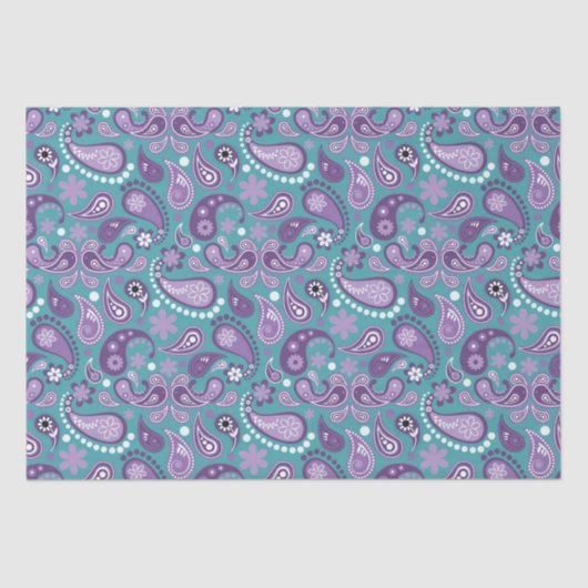 Shabby Chic Lila und blau Paisley Pattern Seidenpapier (Vorderseite)