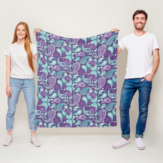 Shabby Chic Lila und hellblau Paisley Muster Fleecedecke (Beispiel)