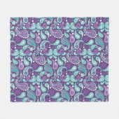 Shabby Chic Lila und hellblau Paisley Muster Fleecedecke (Vorderseite (Horizontal))