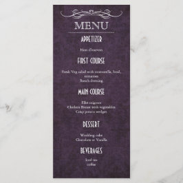 Shabby Chic Lila Vintage Wedding Menu Card Menükarte