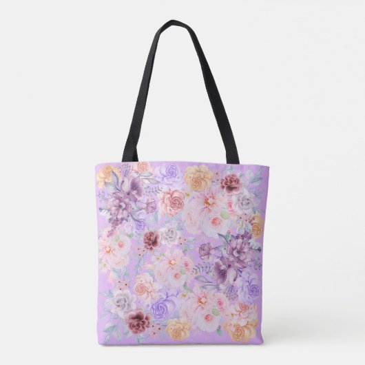 Shabby Chic Lilac Floral Bouquet Tasche (Rückseite)