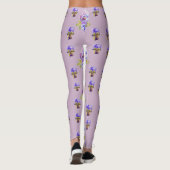 Shabby Chic Lilac Lila Pansy Floral Leggings (Rückseite)