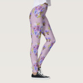 Shabby Chic Lilac Lila Pansy Floral Leggings (Rechts)