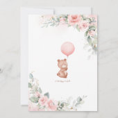 Shabby Chic Little Bear Blush Bloral Baby Dusche Einladung (Rückseite)