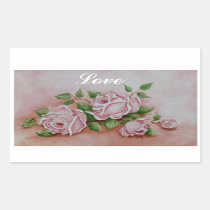 Shabby Chic Love Vintage Rosa Rosen Aufkleber