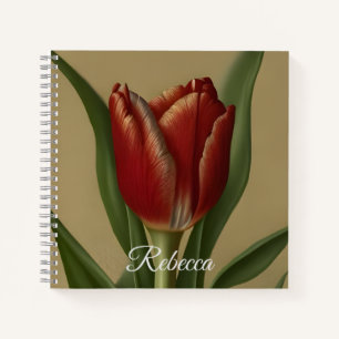 Shabby Chic Lovely Red Tulip Notizblock