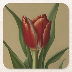 Shabby Chic Lovely Red Tulip Rechteckiger Pappuntersetzer