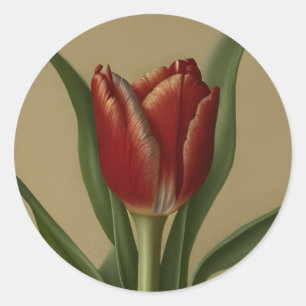 Shabby Chic Lovely Red Tulip Runder Aufkleber
