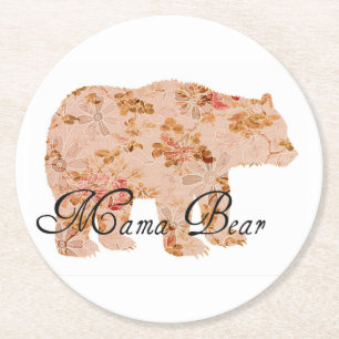 Shabby Chic Mama Bear Runder Pappuntersetzer