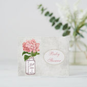 Shabby Chic Mason Jar & Hydrangea Babydusche Einladung (Stehend Vorderseite)