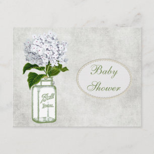 Shabby Chic Mason Jar & Hydrangea Babydusche Einladung